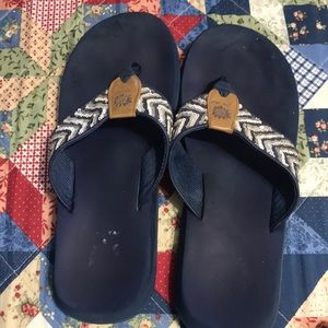 Chevron yellow box flip flops